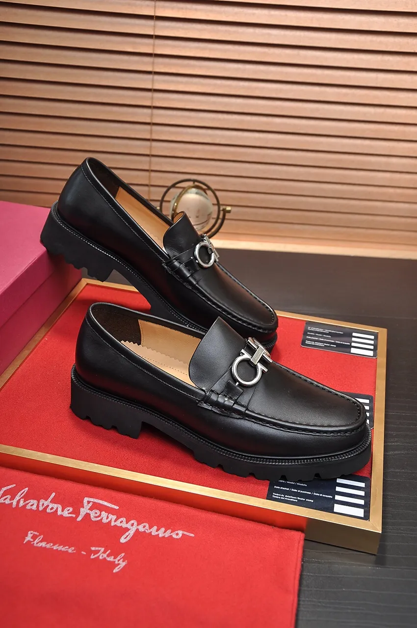 Men's men's shoes 💰540💶[Ferragamo/Ferragamo] (high-end Niuli) New 🍀 Ferragamo* - top version Ferragamo's classic formal leather shoes! Made of imported original cowhide, the inner top layer is comfortable cowhide lining! Original wear-resistant rubber outsole! High quality products! Code number 38-45 (45 customized)